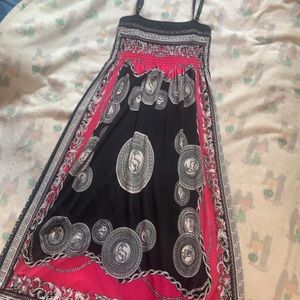 Purple and back flowy dress